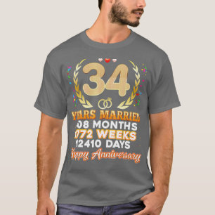 34 jaar Gehuwd Happy 34th Wedding Jubileum Co. T-shirt