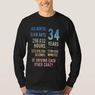 34 jaar getrouwd 34ste bruiloft Jubileum T-shirt