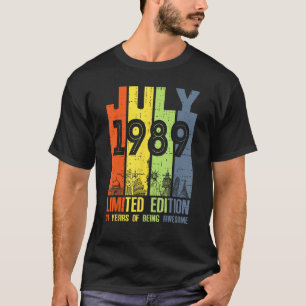34 jaar Geweldige sinds juli 1989 34e verjaardag T-shirt