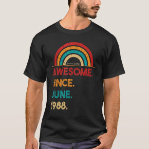 34 jaar Geweldige sinds juni 1988 34e verjaardag T-shirt