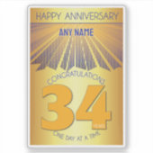 34 Jaar | Golden Ray 12 Stappen AANGEPASTE NAAM Sticker (Voorkant)