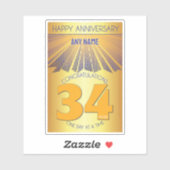 34 Jaar | Golden Ray 12 Stappen AANGEPASTE NAAM Sticker (Vel)