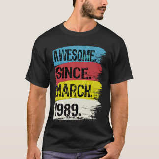 34 jaar oud Geweldige sinds maart 1989 34e geboort T-shirt