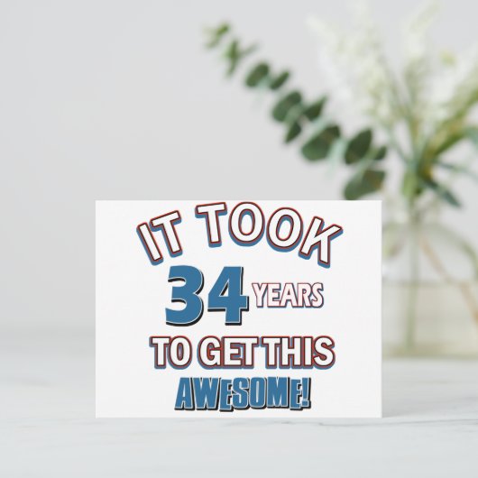 34 jaar oude design briefkaart (Staand voorkant)