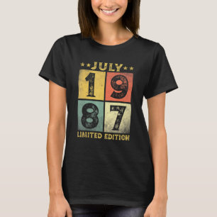34 jaar Oude Vintage juli 1987 34e verjaardag T-shirt