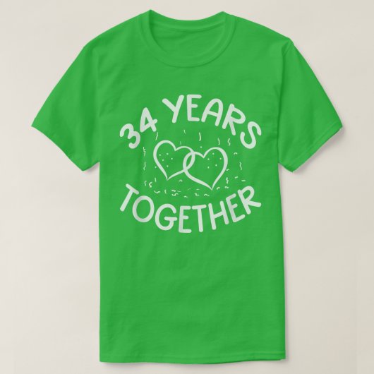 34 jaar samen 34e Jubileum Happy Husband W T-shirt (Design voorkant)