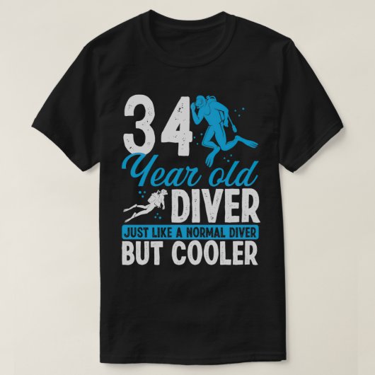 34 jaar Scuba Diving Diver Snorkel 34 zondag T-shirt (Design voorkant)