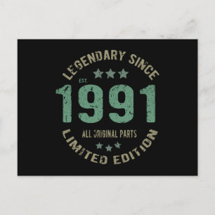34 Jaar Verjaardag 1991 Legende 36e Verjaardag Cad Briefkaart