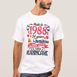 34 jaar zonneschijn 34e geboorte t-shirt