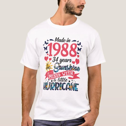 34 jaar zonneschijn 34e geboorte t-shirt (Voorkant)