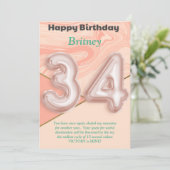 34-jarige meisjes Happy Birthday-kaart (Staand voorkant)