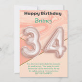34-jarige meisjes Happy Birthday-kaart (Achterkant)