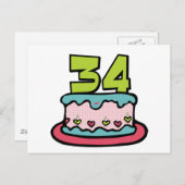 34-jarige verjaardagskaart briefkaart (Voorkant / Achterkant)