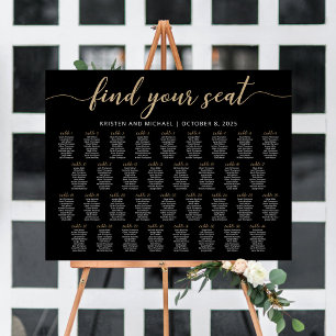 34 Tafels Vind uw Seat Black Zitkaarten Plan Poster