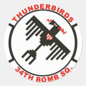 34e bommensquadron ronde sticker (Voorkant)
