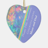 34e bruiloft Jubileum, Opal Keramisch Ornament (Rechts)