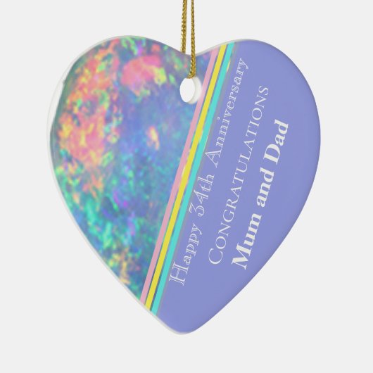 34e bruiloft Jubileum, Opal Keramisch Ornament (Rechts)