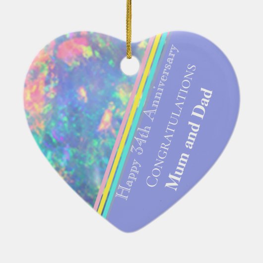 34e bruiloft Jubileum, Opal Keramisch Ornament (Achterkant)