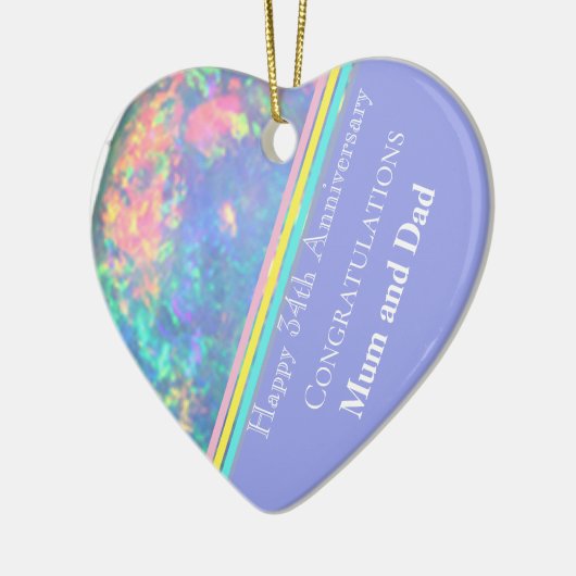 34e bruiloft Jubileum, Opal Keramisch Ornament (Links)