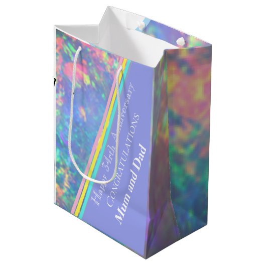 34e bruiloft Jubileum, Opal Medium Cadeauzakje (Voorkant Gekanteld)