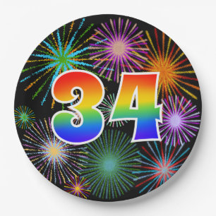 34e Evenement - Leuk, Kleurrijk, Vet, Regenboog 34 Papieren Bordje
