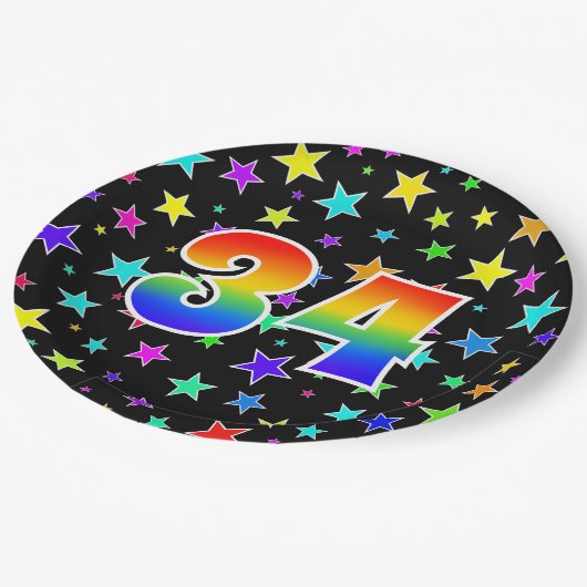 34e Evenement: Vet, Leuk, Kleurrijke Regenboog 34 Papieren Bordje (Gekanteld)