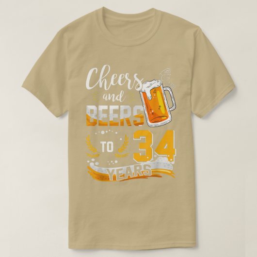 34e geboorte van kaas en bier tot 34 jaar t-shirt (Design voorkant)