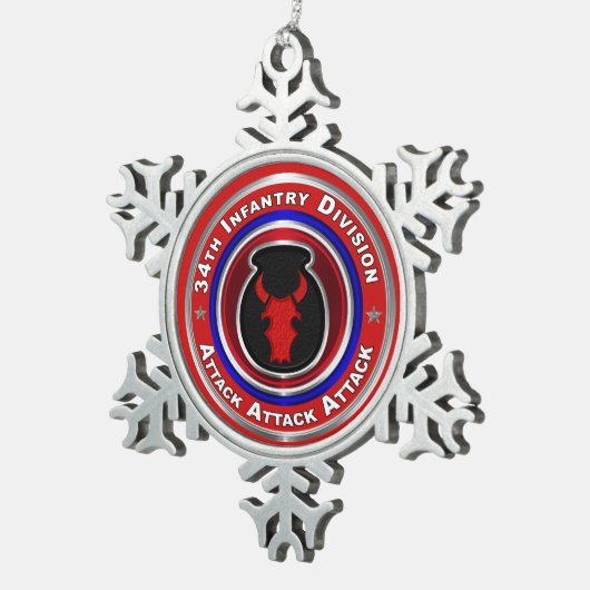 34e infanteriedivisie Keepomwille Tin Sneeuwvlok Ornament (Rechts)