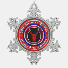 34e infanteriedivisie Keepomwille Tin Sneeuwvlok Ornament