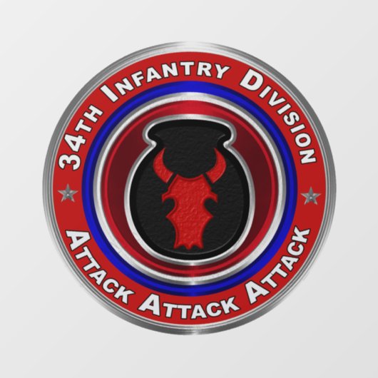 34e Infanteriedivisie Raamsticker (Vel)