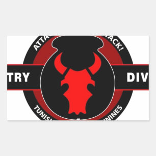 34E INFANTERIEDIVISIE" RED BULL" RECHTHOEKIGE STICKER