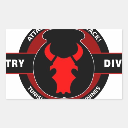 34E INFANTERIEDIVISIE" RED BULL" RECHTHOEKIGE STICKER (Voorkant)