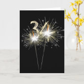 34e jaarsparklers op zwart kaart (Gele Bloem)