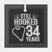 34e Jubileum paren gehuwd over 34 jaar Glas Ornament (Voorkant)