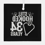 34e Jubileum paren gehuwd over 34 jaar Glas Ornament (Achterkant)