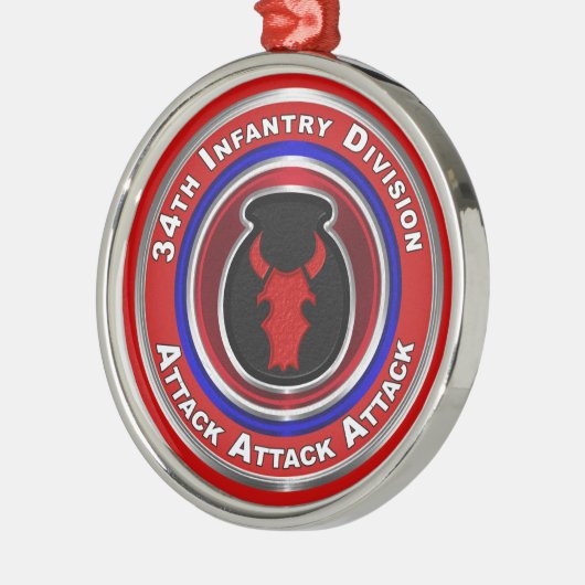 34e Kerstmis in de infanteriedivisie keepomwille Metalen Ornament (Links)