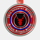 34e Kerstmis in de infanteriedivisie keepomwille Metalen Ornament (Voorkant)