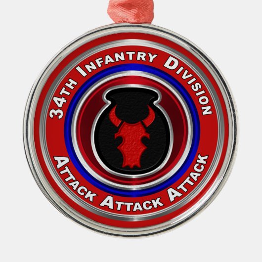 34e Kerstmis in de infanteriedivisie keepomwille Metalen Ornament (Voorkant)