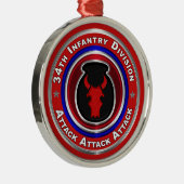 34e Kerstmis in de infanteriedivisie keepomwille Metalen Ornament (Rechts)