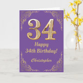 34e Paars- en goudglitter-Lijst op de geboorte Kaart (Gele Bloem)