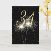 34e trouwdag-sparklers kaart (Gele Bloem)