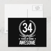 34e verjaardag (34 jaar Geweldige) Briefkaart (Voorkant / Achterkant)