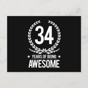 34e verjaardag (34 jaar Geweldige) Briefkaart