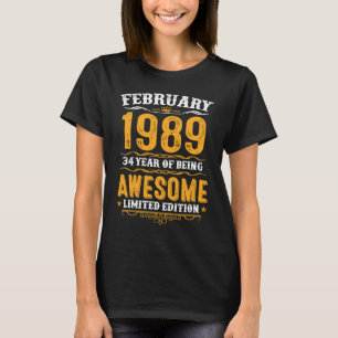 34e verjaardag 34 jaar oud Geweldige sinds februar T-shirt