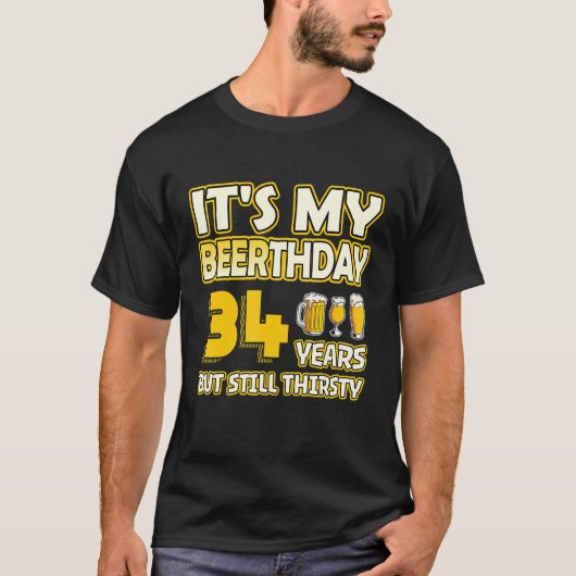 34e verjaardag 34 jaar oud grappig bier t-shirt (Voorkant)