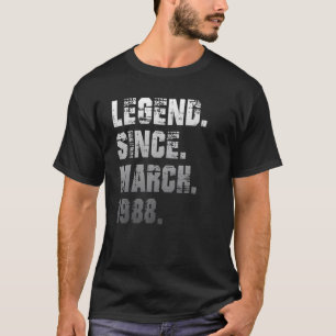 34e verjaardag 34 jaar oud legende sinds maart 19 t-shirt