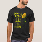 34e verjaardag 34 jaar oude zonnebloem liefhebbers t-shirt (Voorkant)