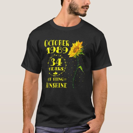 34e verjaardag 34 jaar oude zonnebloem liefhebbers t-shirt (Voorkant)