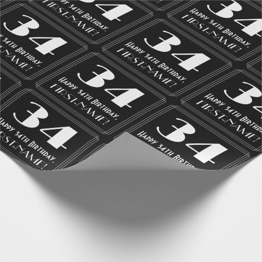 34e verjaardag - Art Deco geïnspireerd look "34",  Cadeaupapier (Hoek)
