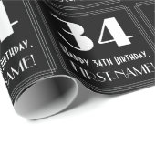 34e verjaardag - Art Deco geïnspireerd look "34",  Cadeaupapier (Rol Hoek)
